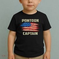 Pontoon Captain American Flag Pontooning Pontoon Boating Toddler T-Shirt thumb 2