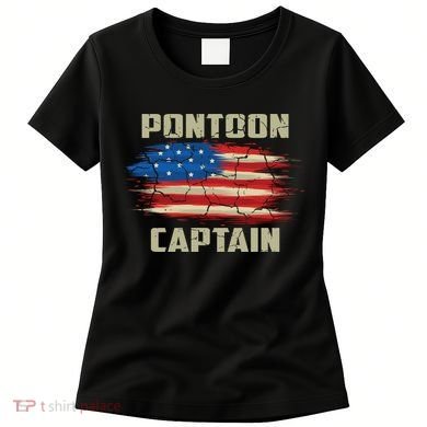 Pontoon Captain American Flag Pontooning Pontoon Boating Women's T-Shirt