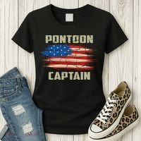 Pontoon Captain American Flag Pontooning Pontoon Boating Women's T-Shirt thumb 3