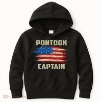 Pontoon Captain American Flag Pontooning Pontoon Boating Kids Hoodie thumb 0
