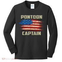 Pontoon Captain American Flag Pontooning Pontoon Boating Kids Long Sleeve Shirt thumb 0
