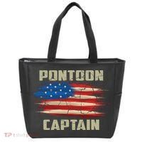 Pontoon Captain American Flag Pontooning Pontoon Boating Tote Bag thumb 0
