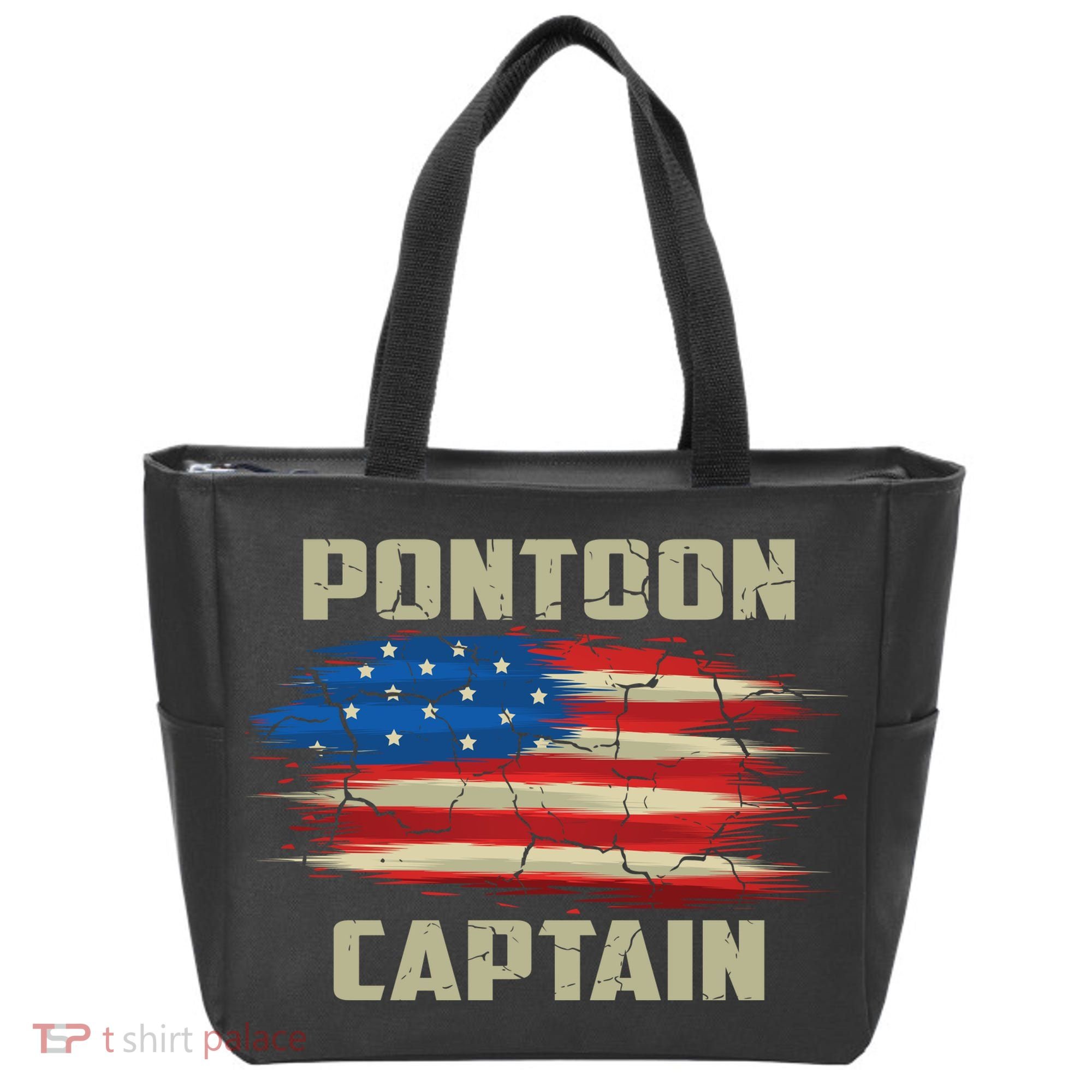 Pontoon Captain American Flag Pontooning Pontoon Boating Tote Bag
