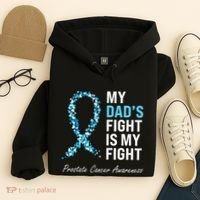 Prostate Cancer Awareness Light Blue Ribbon Dad Survivor Hoodie thumb 4