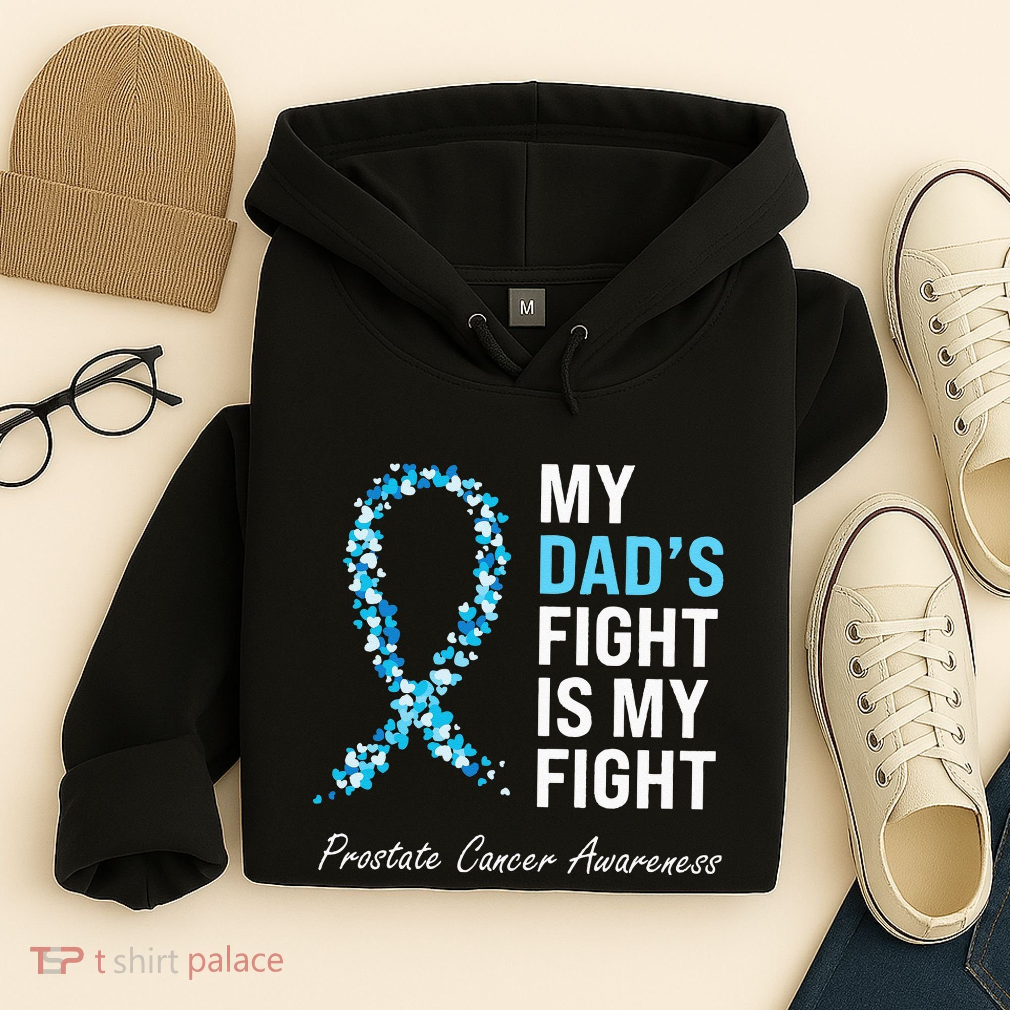 Prostate Cancer Awareness Light Blue Ribbon Dad Survivor Hoodie