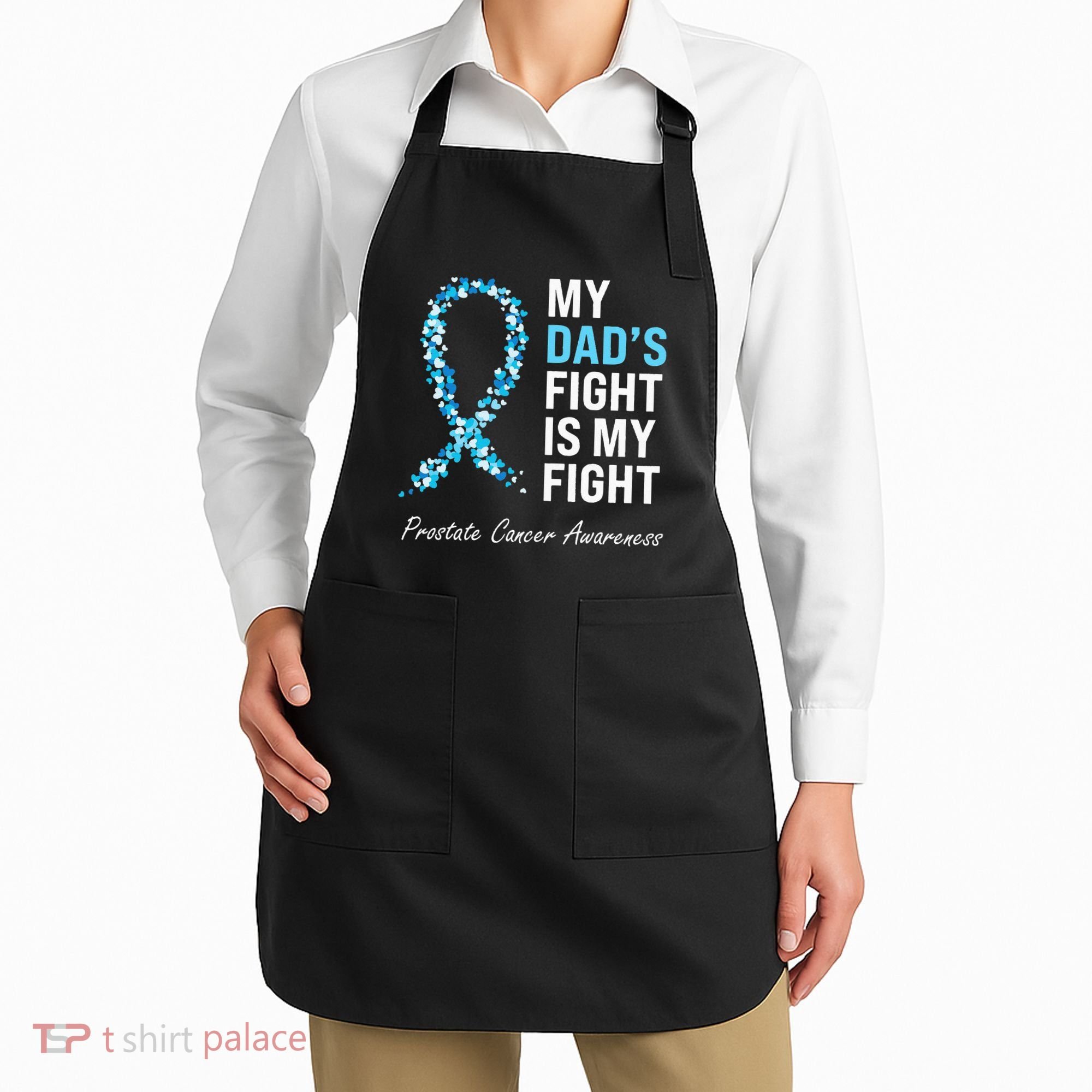 Prostate Cancer Awareness Light Blue Ribbon Dad Survivor Apron