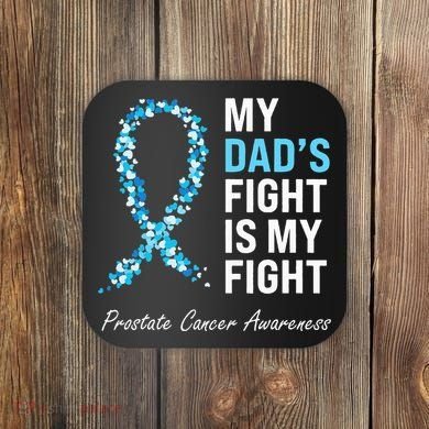 Prostate Cancer Awareness Light Blue Ribbon Dad Survivor Coaster