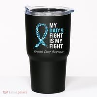 Prostate Cancer Awareness Light Blue Ribbon Dad Survivor Tumbler thumb 0