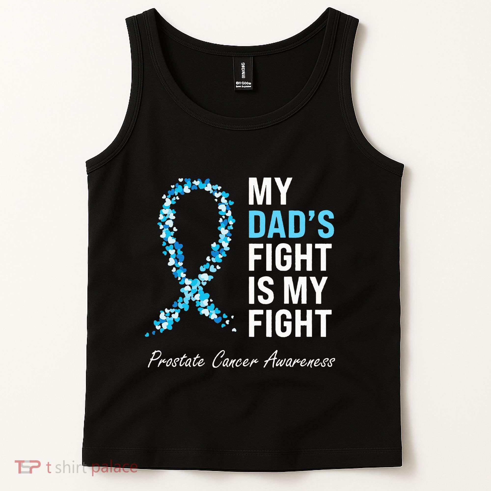 Prostate Cancer Awareness Light Blue Ribbon Dad Survivor Tank Top