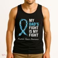 Prostate Cancer Awareness Light Blue Ribbon Dad Survivor Tank Top thumb 3