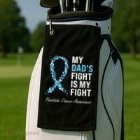 Prostate Cancer Awareness Light Blue Ribbon Dad Survivor Golf Towel thumb 2