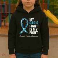 Prostate Cancer Awareness Light Blue Ribbon Dad Survivor Kids Hoodie thumb 3