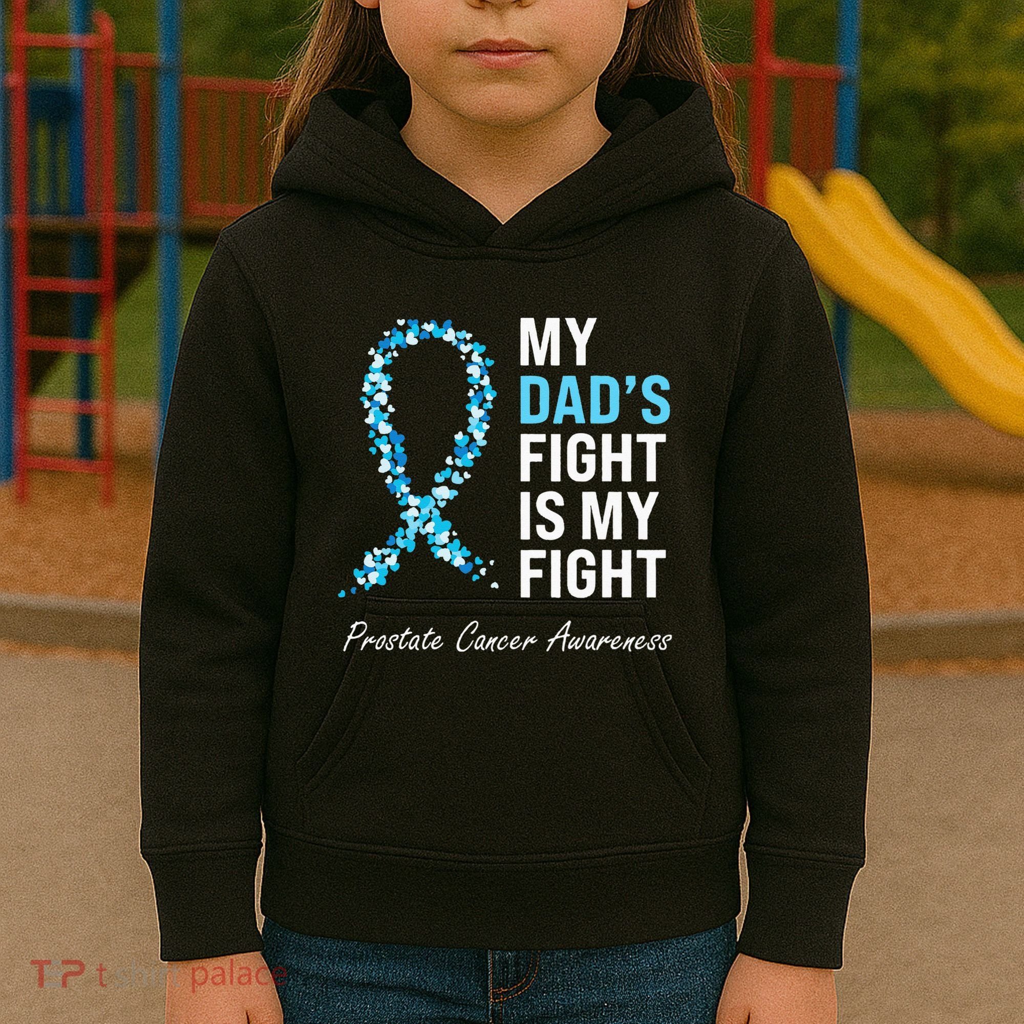 Prostate Cancer Awareness Light Blue Ribbon Dad Survivor Kids Hoodie
