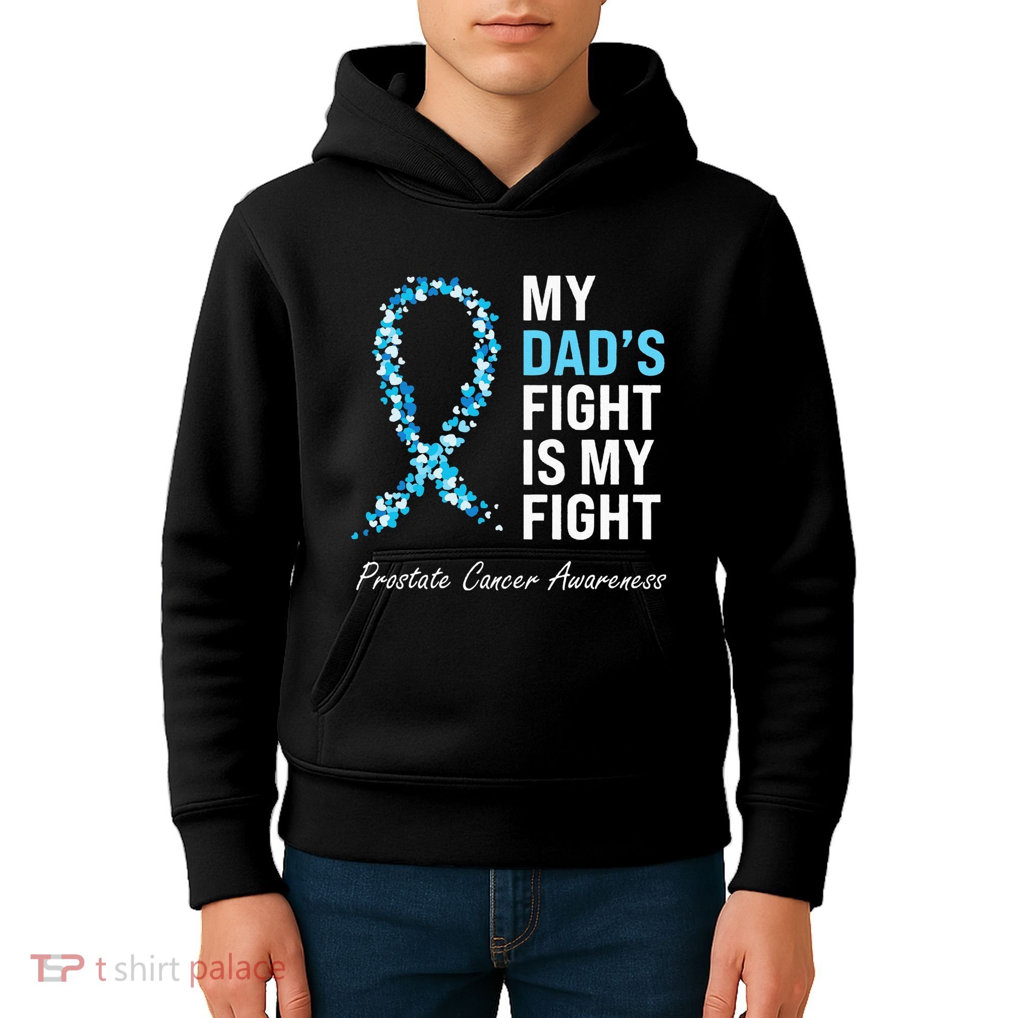 Prostate Cancer Awareness Light Blue Ribbon Dad Survivor Kids Hoodie