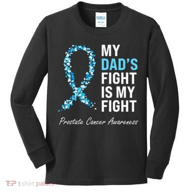 Prostate Cancer Awareness Light Blue Ribbon Dad Survivor Kids Long Sleeve Shirt