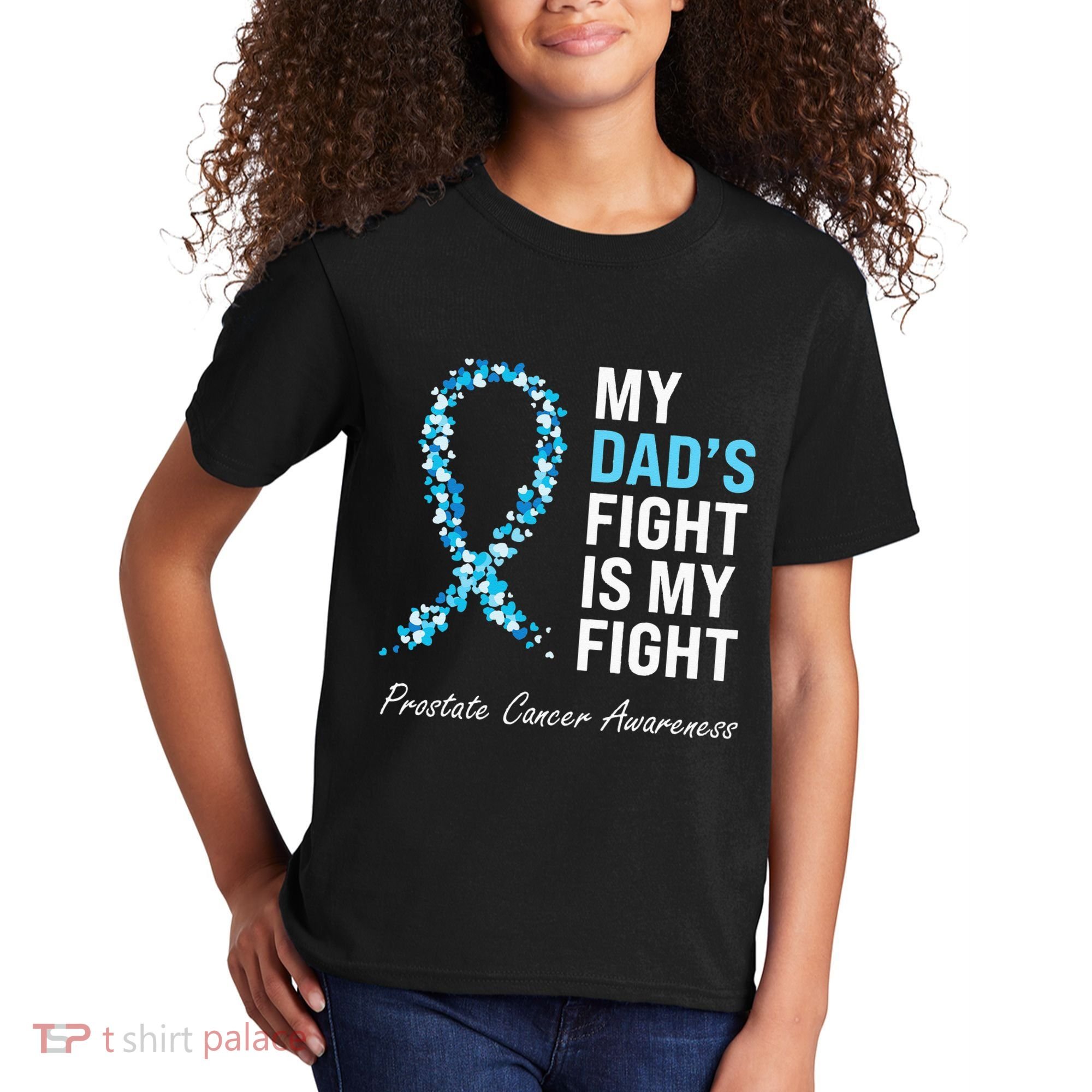 Prostate Cancer Awareness Light Blue Ribbon Dad Survivor Kids T-Shirt