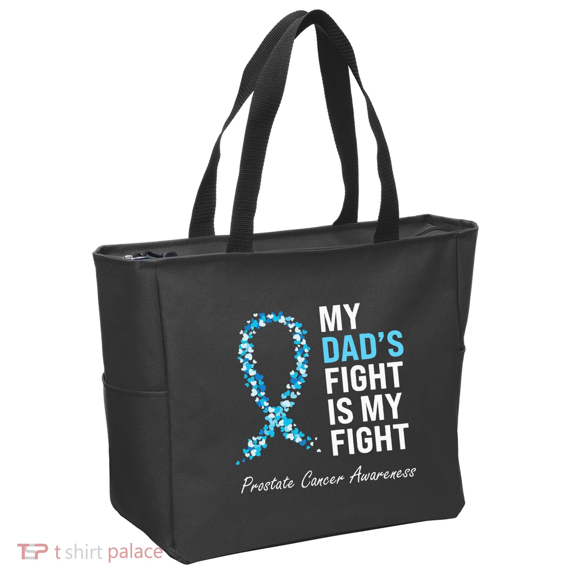 Prostate Cancer Awareness Light Blue Ribbon Dad Survivor Tote Bag