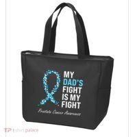 Prostate Cancer Awareness Light Blue Ribbon Dad Survivor Tote Bag thumb 3