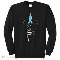 Prostate Cancer Awareness Light Blue Ribbon Faith Survivor Sweatshirt thumb 0