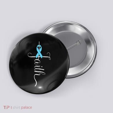 Prostate Cancer Awareness Light Blue Ribbon Faith Survivor Button