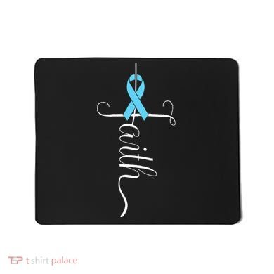Prostate Cancer Awareness Light Blue Ribbon Faith Survivor Mousepad