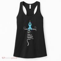 Prostate Cancer Awareness Light Blue Ribbon Faith Survivor Women's Tank Top thumb 0