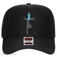 Prostate Cancer Awareness Light Blue Ribbon Faith Survivor Hat thumb 0
