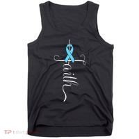 Prostate Cancer Awareness Light Blue Ribbon Faith Survivor Tank Top thumb 0