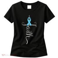 Prostate Cancer Awareness Light Blue Ribbon Faith Survivor Women's T-Shirt thumb 0