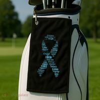 Prostate Cancer Awareness Light Blue Ribbon Survivor Golf Towel thumb 2