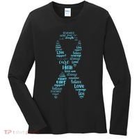 Prostate Cancer Awareness Light Blue Ribbon Survivor Women's Long Sleeve Shirt thumb 0