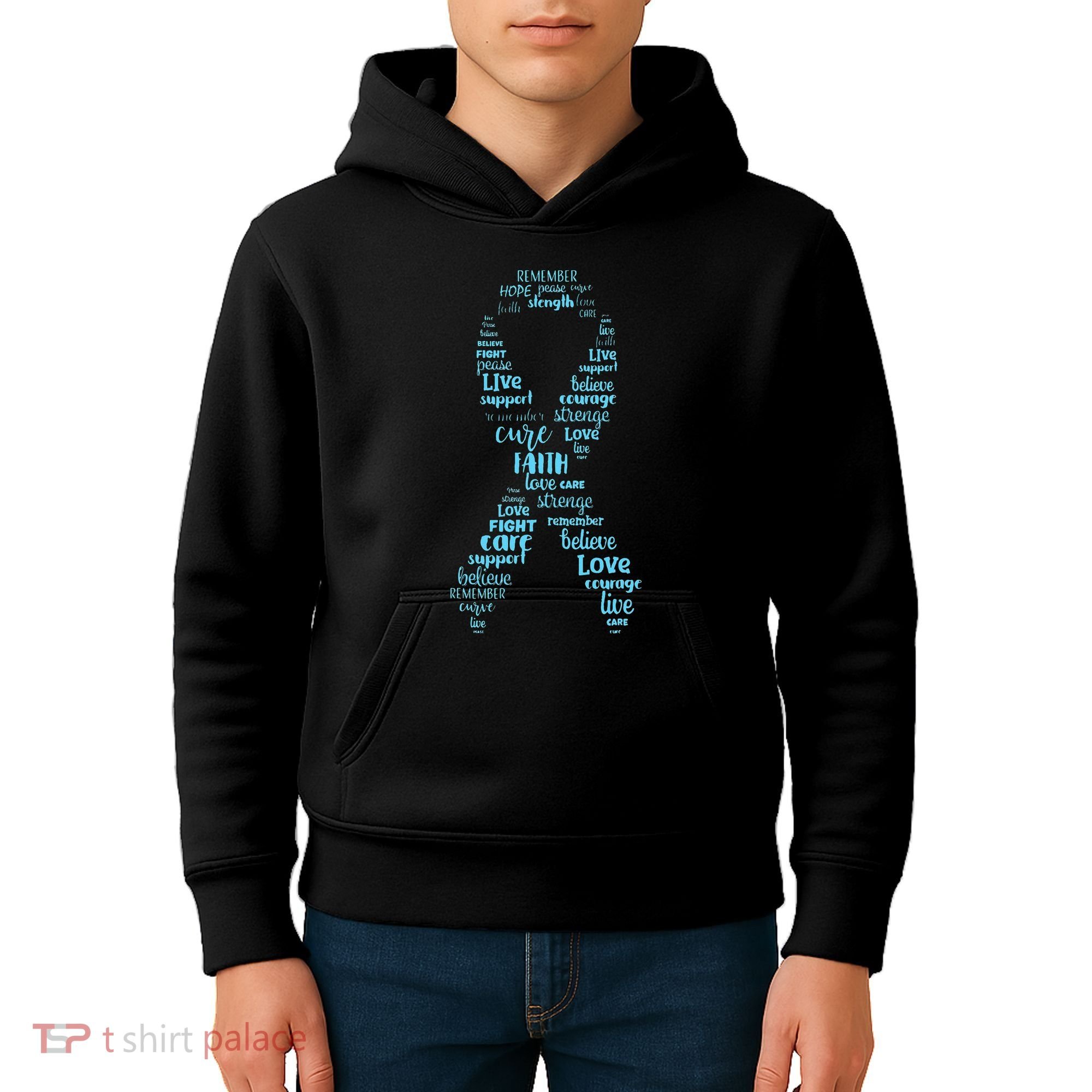 Prostate Cancer Awareness Light Blue Ribbon Survivor Kids Hoodie