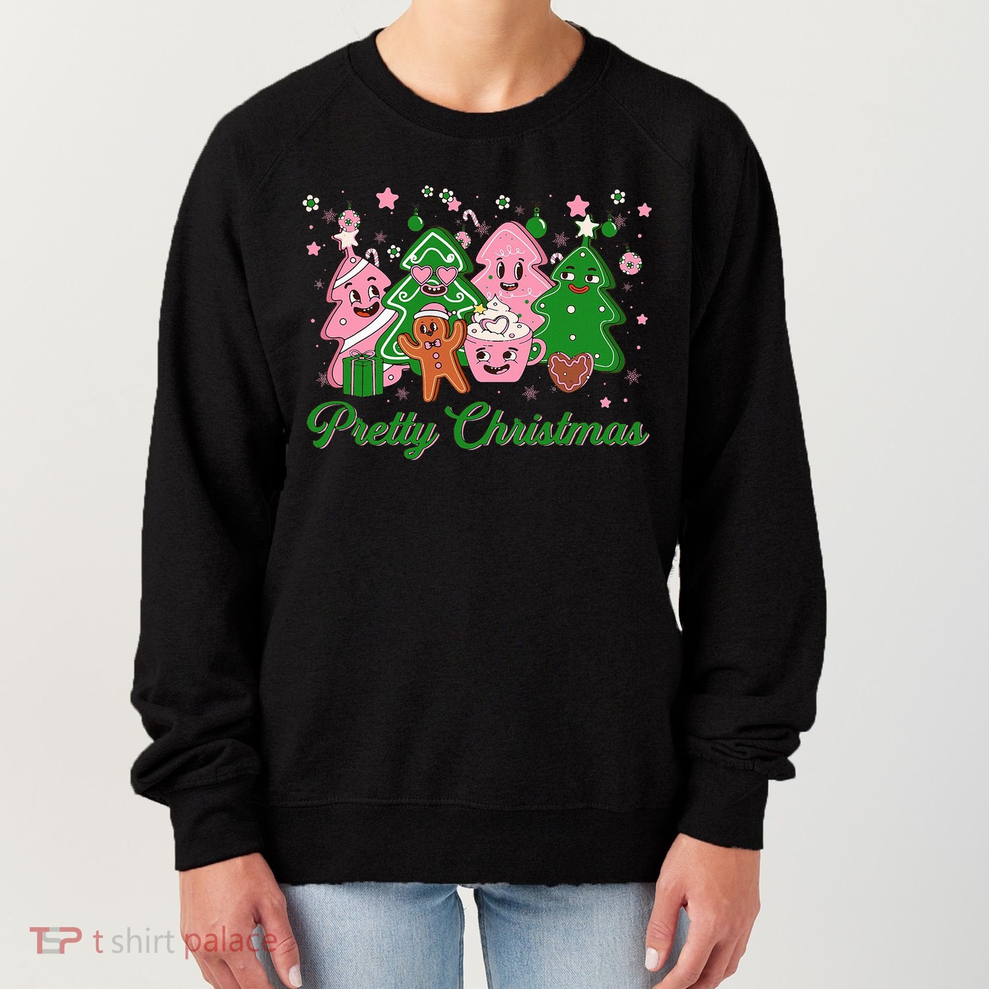 Pretty Christmas AKA Christmas Squad Pink Xmas Black Wo  Women's Sweatshirt