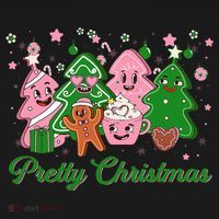 Pretty Christmas AKA Christmas Squad Pink Xmas Black Wo  Coaster thumb 2