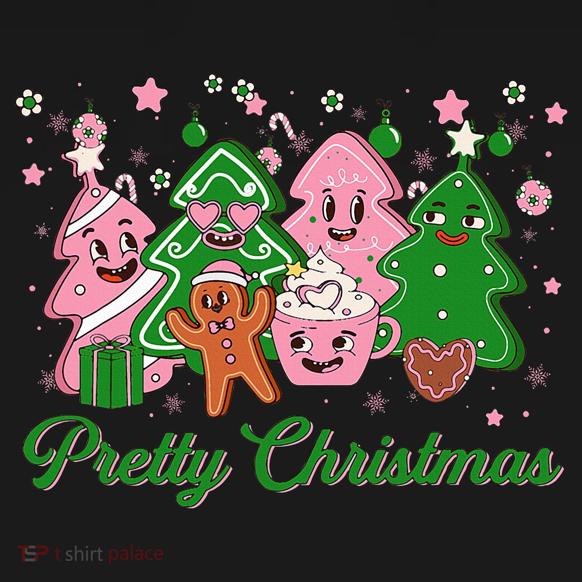 Pretty Christmas AKA Christmas Squad Pink Xmas Black Wo  Toddler Hoodie