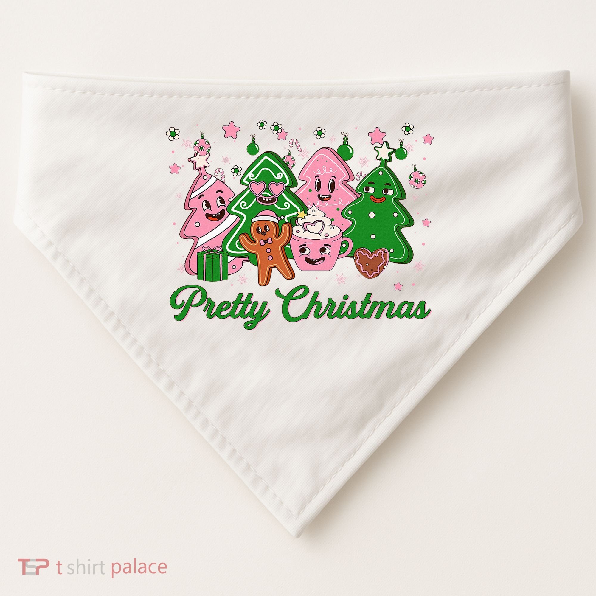 Pretty Christmas AKA Christmas Squad Pink Xmas Black Wo  USA-Made Doggie Bandana