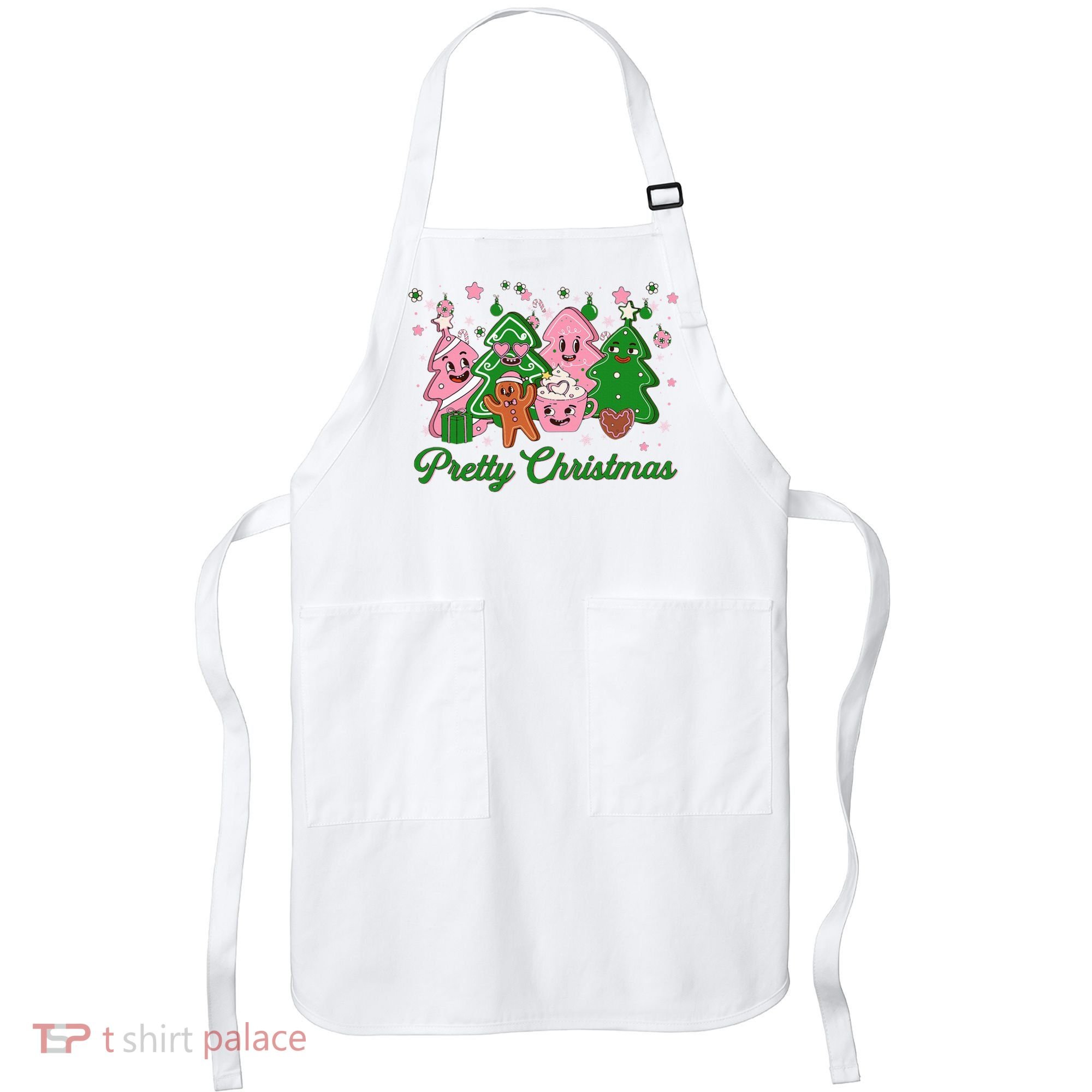 Pretty Christmas AKA Christmas Squad Pink Xmas Black Wo  Apron