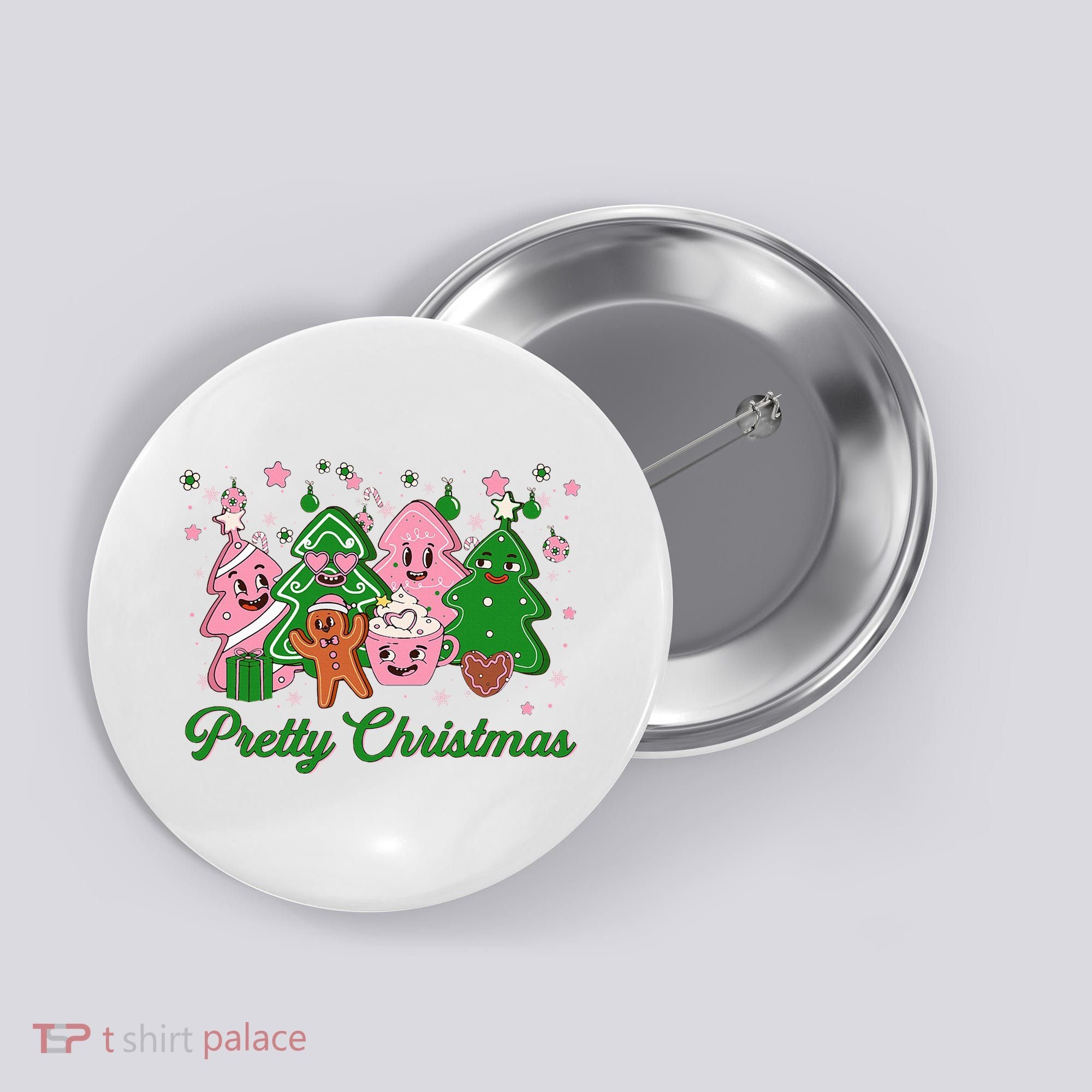 Pretty Christmas AKA Christmas Squad Pink Xmas Black Wo  Button