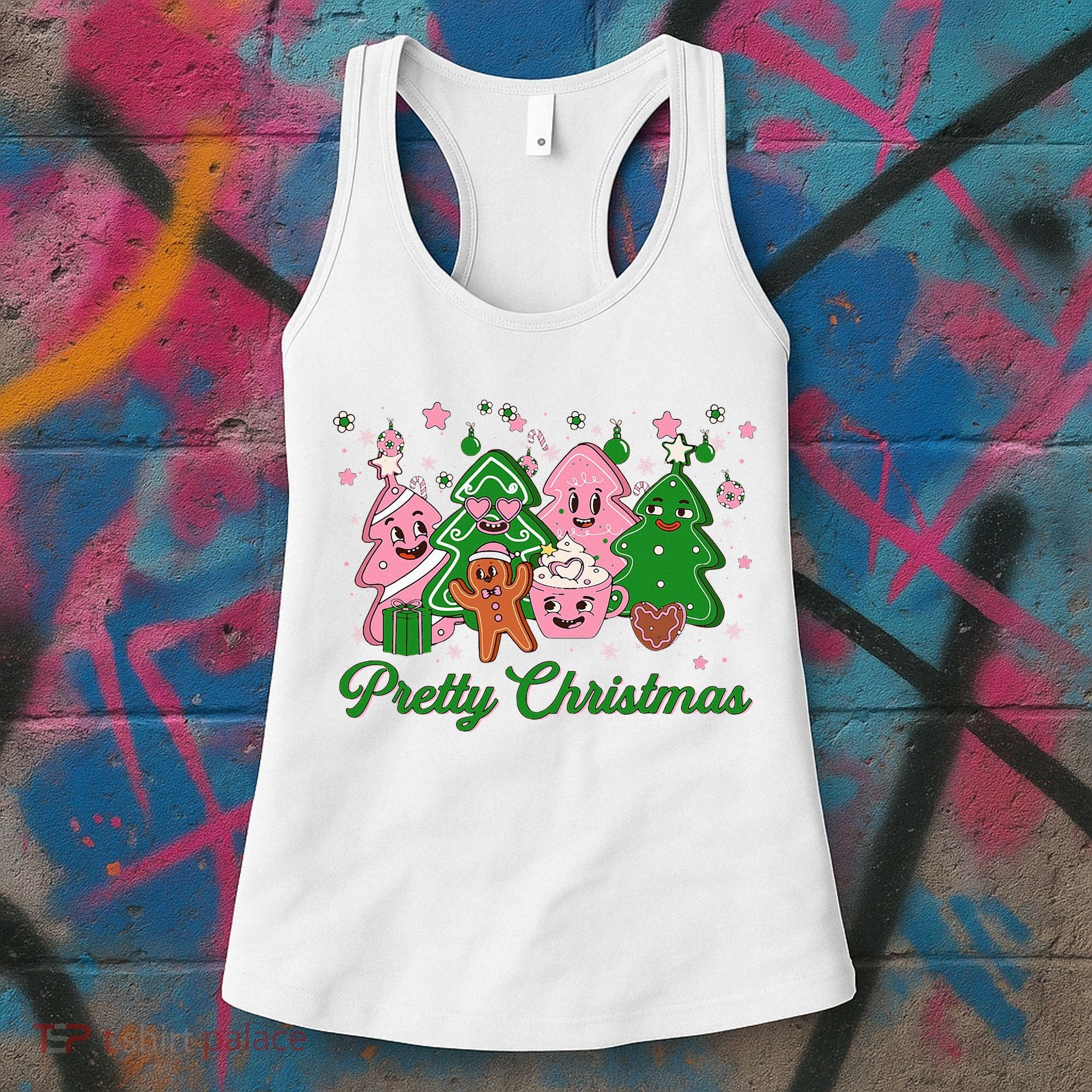 Pretty Christmas AKA Christmas Squad Pink Xmas Black Wo  Women's Tank Top