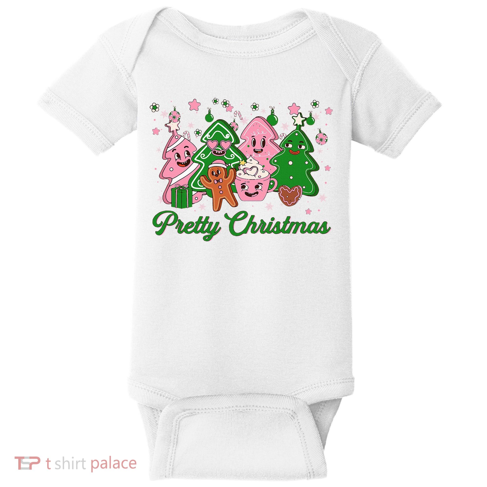 Pretty Christmas AKA Christmas Squad Pink Xmas Black Wo  Baby Bodysuit