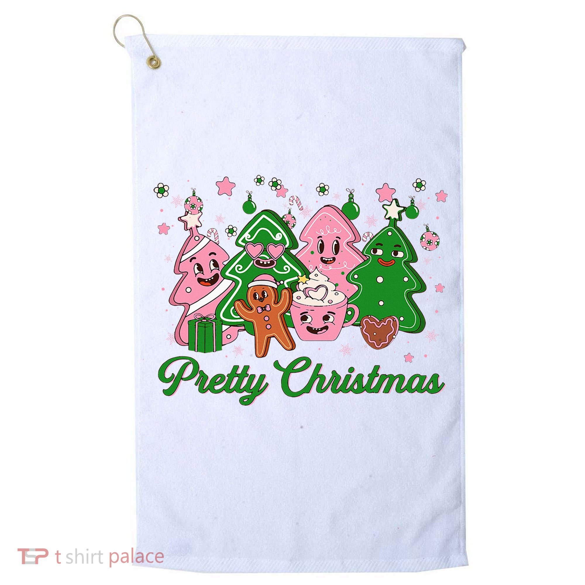Pretty Christmas AKA Christmas Squad Pink Xmas Black Wo  Golf Towel