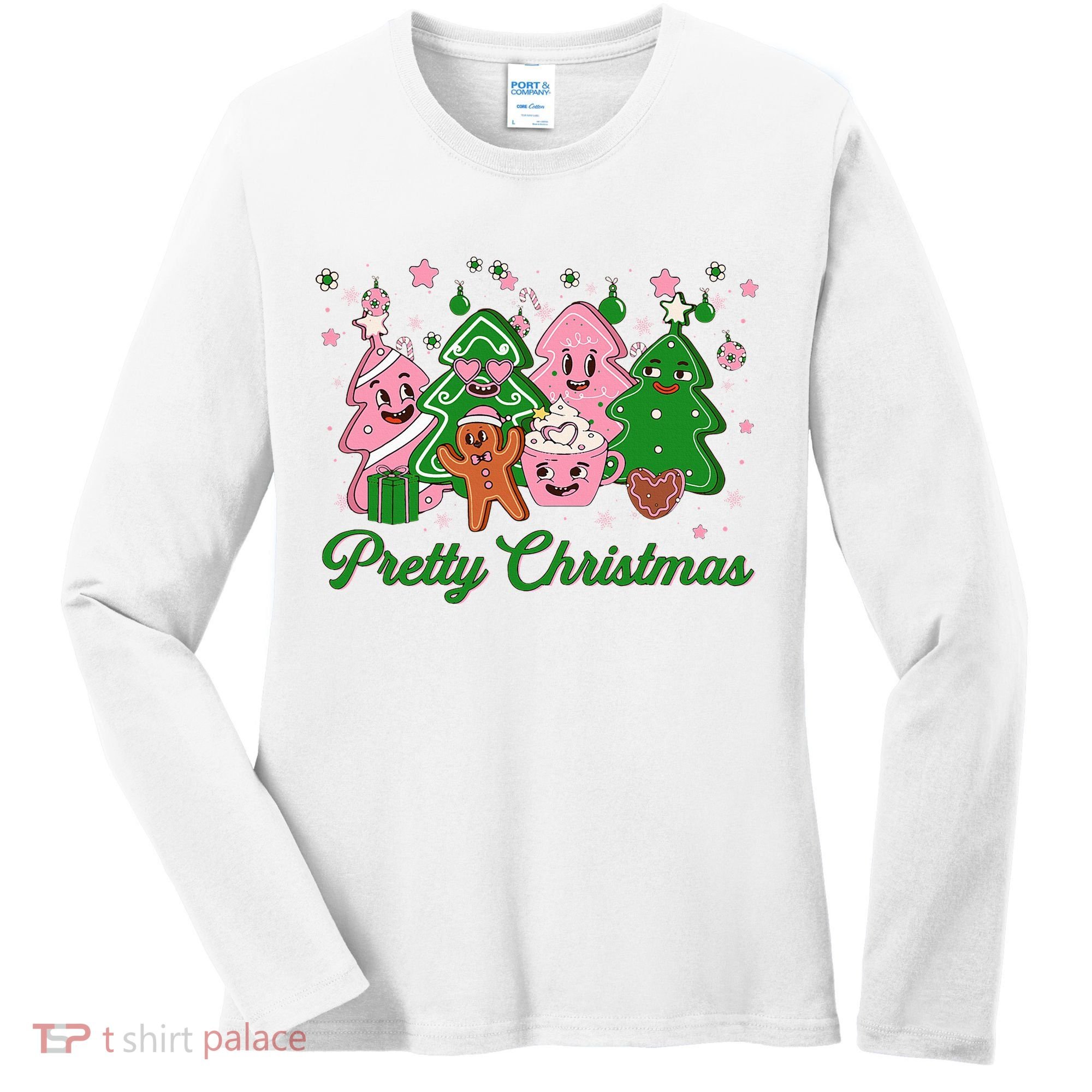 Pretty Christmas AKA Christmas Squad Pink Xmas Black Wo  Women's Long Sleeve Shirt