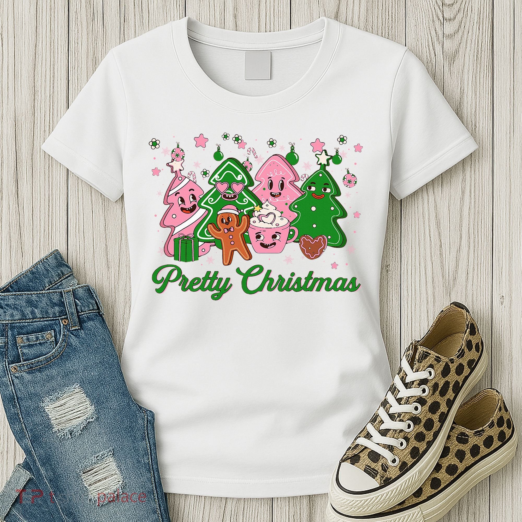 Pretty Christmas AKA Christmas Squad Pink Xmas Black Wo  Women's T-Shirt