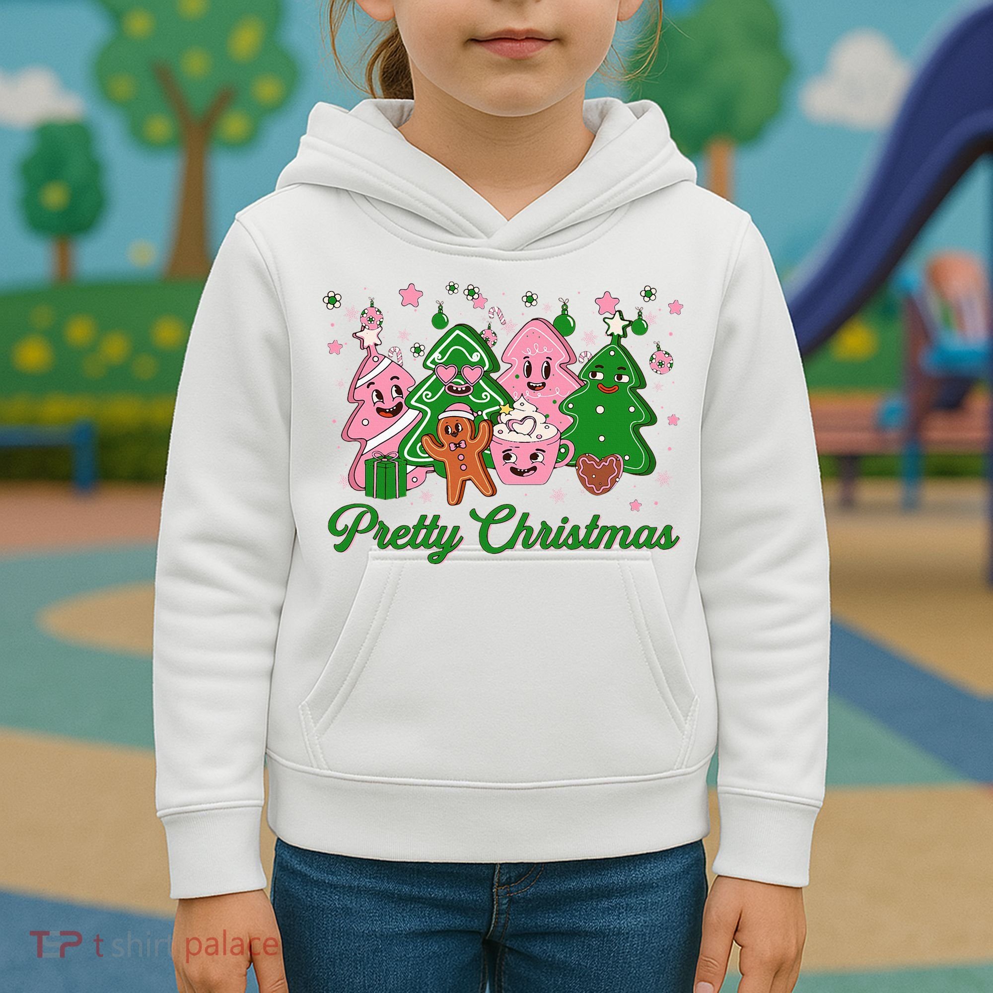 Pretty Christmas AKA Christmas Squad Pink Xmas Black Wo  Kids Hoodie