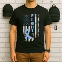 Prostate Cancer Awareness Fight American Flag Gifts T-Shirt thumb 6