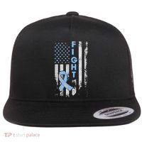 Prostate Cancer Awareness Fight American Flag Gifts Flat Bill Trucker Hat thumb 0