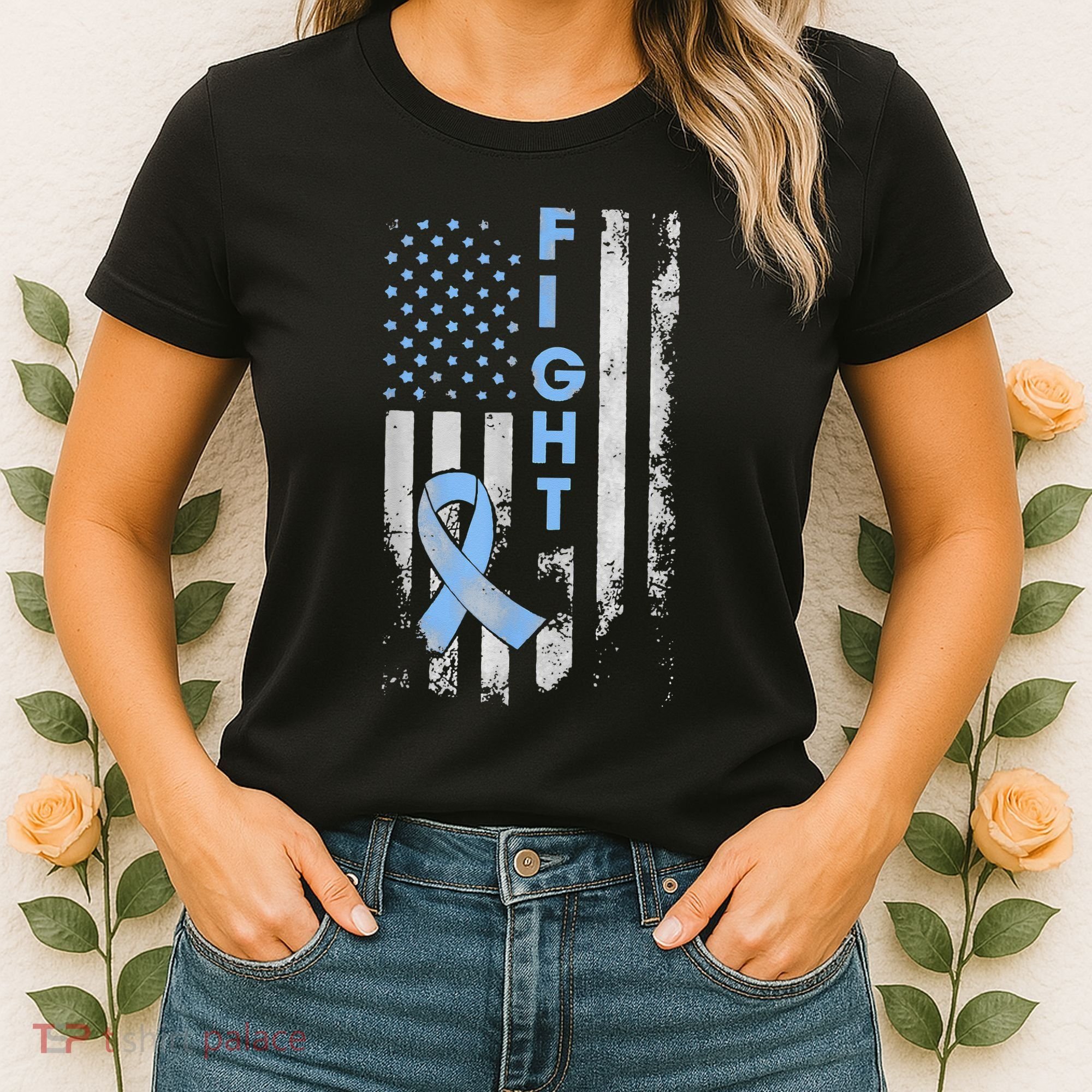 Prostate Cancer Awareness Fight American Flag Gifts Women's T-Shirt