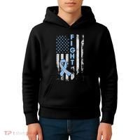 Prostate Cancer Awareness Fight American Flag Gifts Kids Hoodie thumb 4