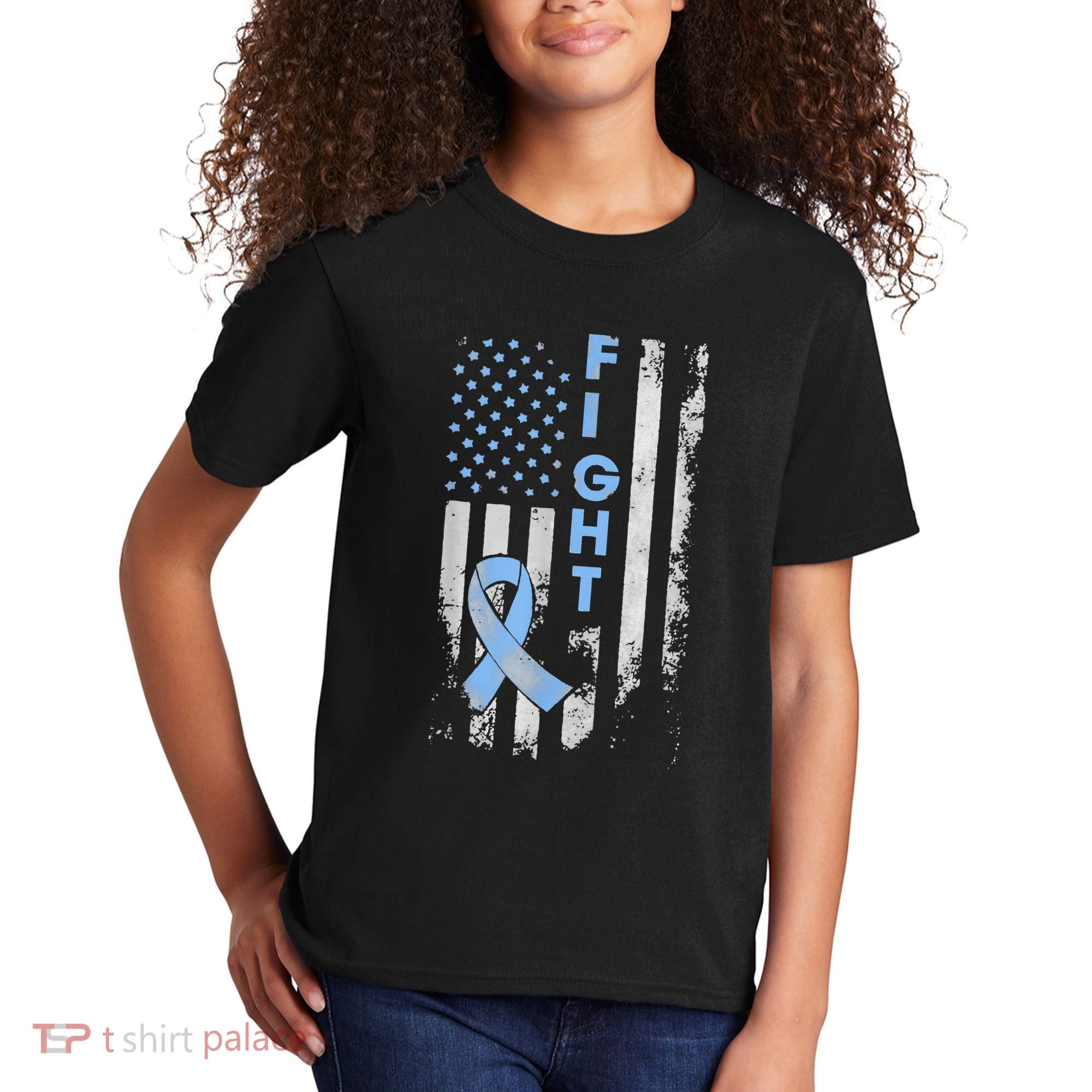 Prostate Cancer Awareness Fight American Flag Gifts Kids T-Shirt