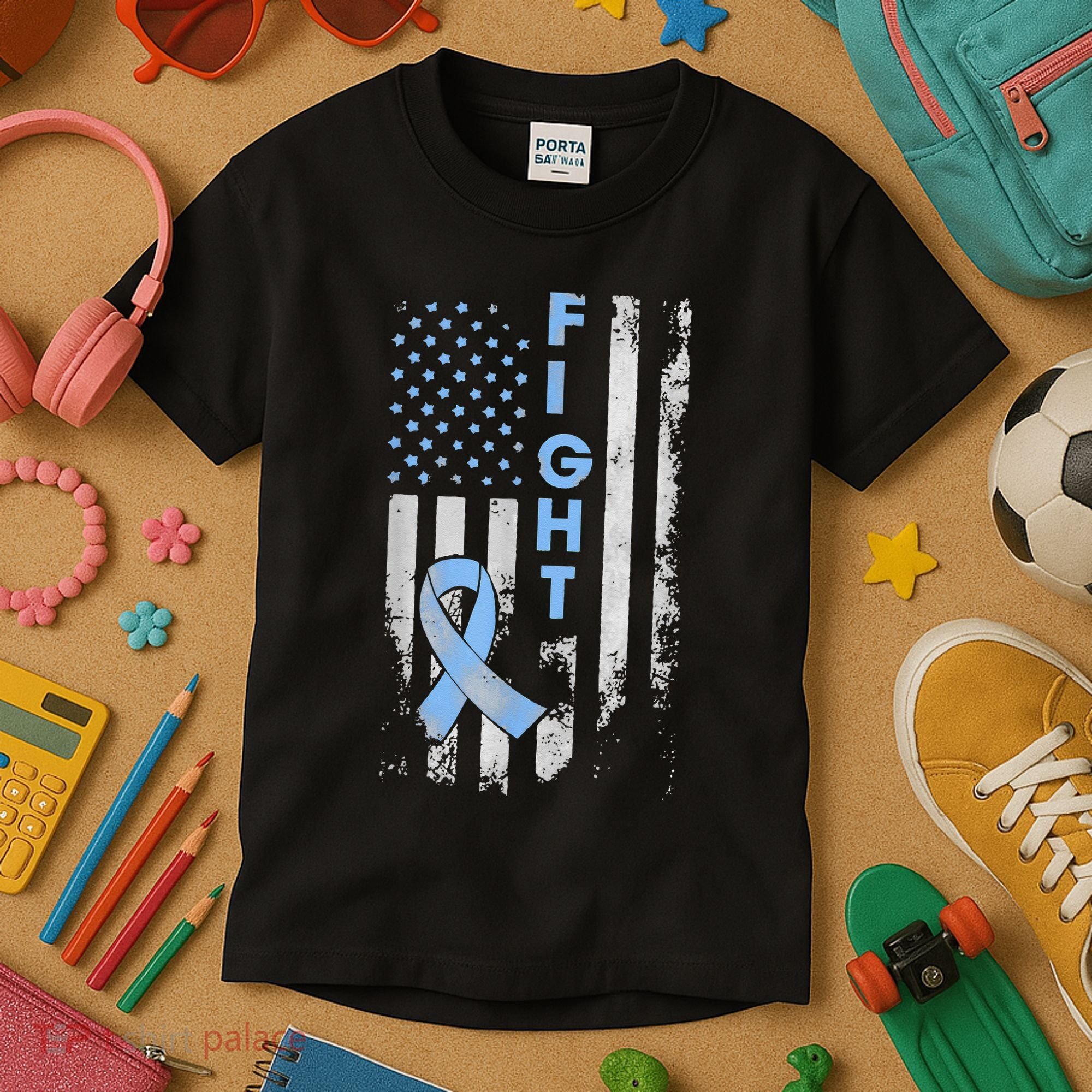 Prostate Cancer Awareness Fight American Flag Gifts Kids T-Shirt